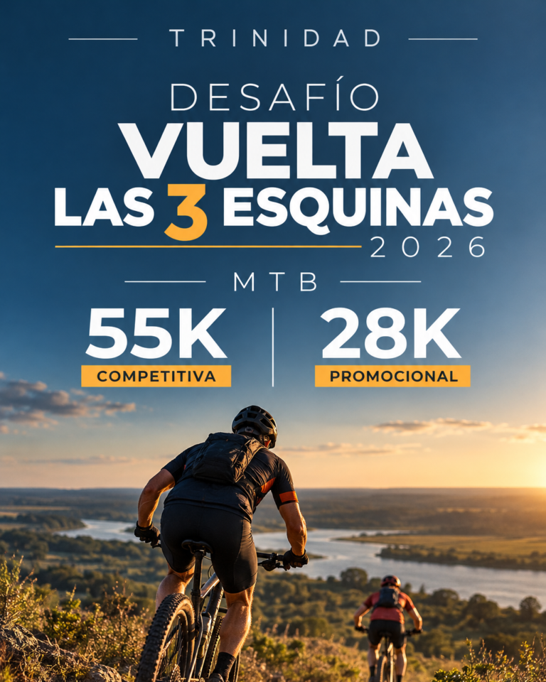 Desafío Vuelta las 3 Esquinas 2026, MTB 55K competitiva y 28K promocional, Trinidad